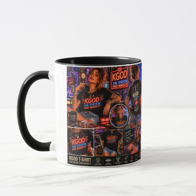 Taza KGOD Radio Noche Personalizada Personalizable (Izquierda)
