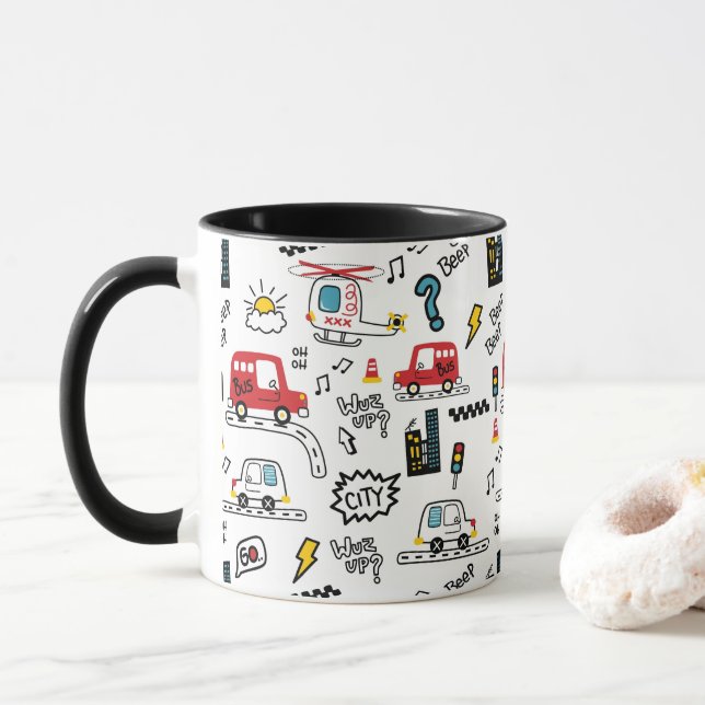 Taza Kids Playful Transport Pattern  (Con donut)