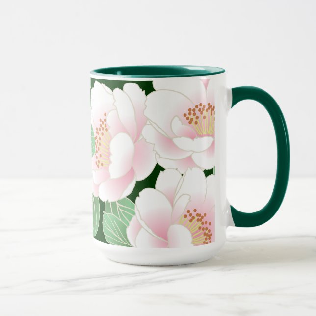 Taza Kimono floral japonés con peonés rosado (Derecha)