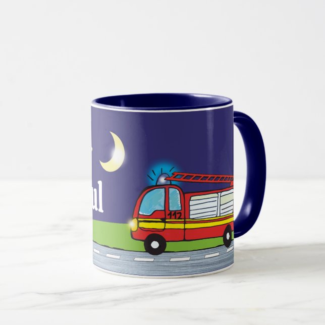Taza Kindertasse - Feuerwehr Nacht | personalisierbare (Anverso derecho)