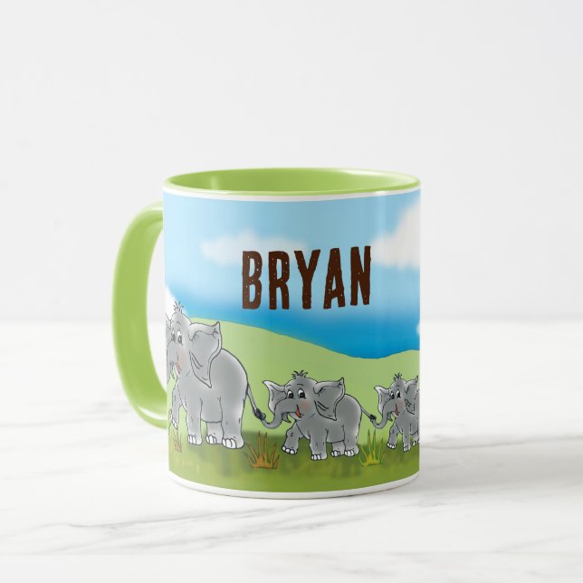 Taza Kindertasse Niedliche Elefanten - Afrika Savanne | (Anverso izquierdo)