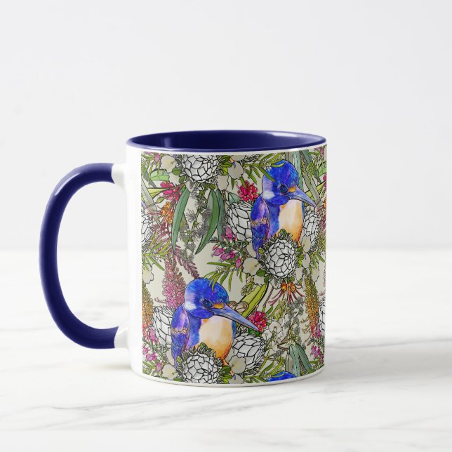 Taza Kingfisher y flores nativas australianas (Izquierda)