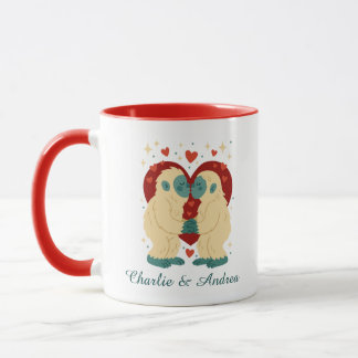 Taza Kissing Yeti Personalized Couple Valentine's Mug 
