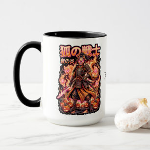 Taza Kitsune Zorro Samurái y Calabazas de Fuego