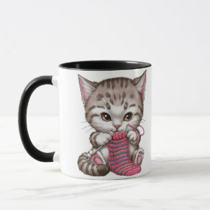 Taza Kitten de punto para los amantes del gato y la art
