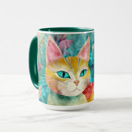 Taza Kitty en el jardín de flores