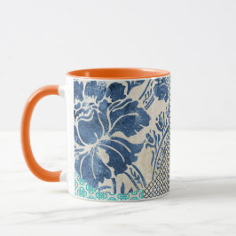 Taza Klassisches Patchworkmuster in Indigo und Türkis