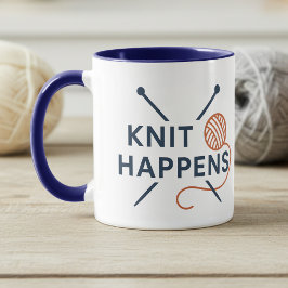 Taza Knit Happens Funny Knitting Pun