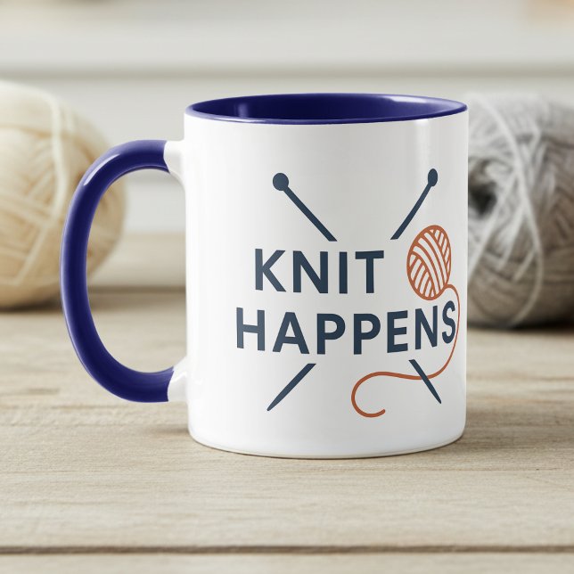 Taza Knit Happens Funny Knitting Pun (Subido por el creador)
