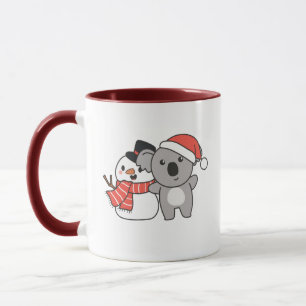 Taza Koala Con Snowman En Invierno Para Navidades