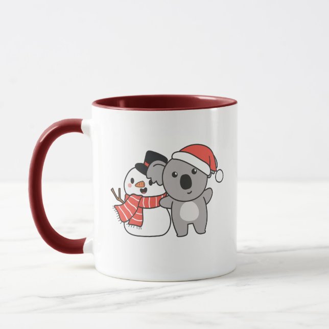 Taza Koala Con Snowman En Invierno Para Navidades (Izquierda)