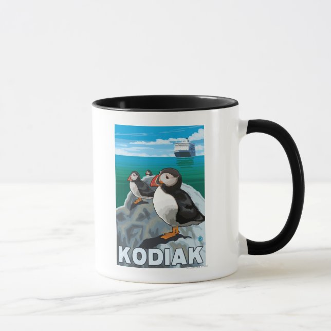 Taza Kodiak, Alaska Puffins y el crucero de Alaska (Derecha)