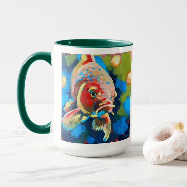 Taza Koi Fish Painting - Gift for Coy Fish Lovers (Con donut)