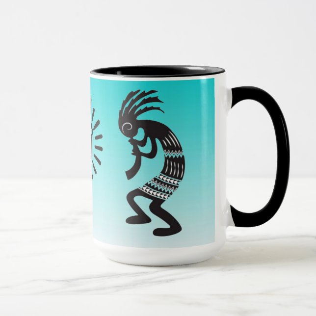 Taza Kokopelli con símbolo nativo americano de sol (Derecha)