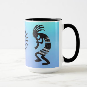 Taza Kokopelli con símbolo nativo americano de sol