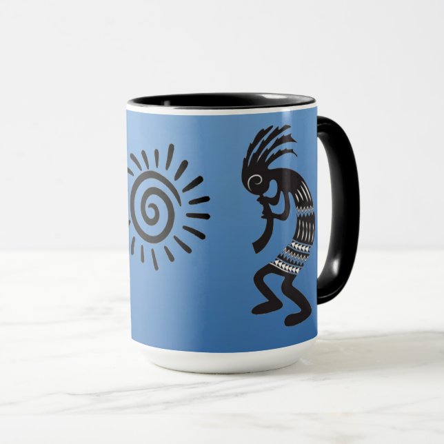 Taza Kokopelli con símbolo nativo americano de sol (Anverso derecho)