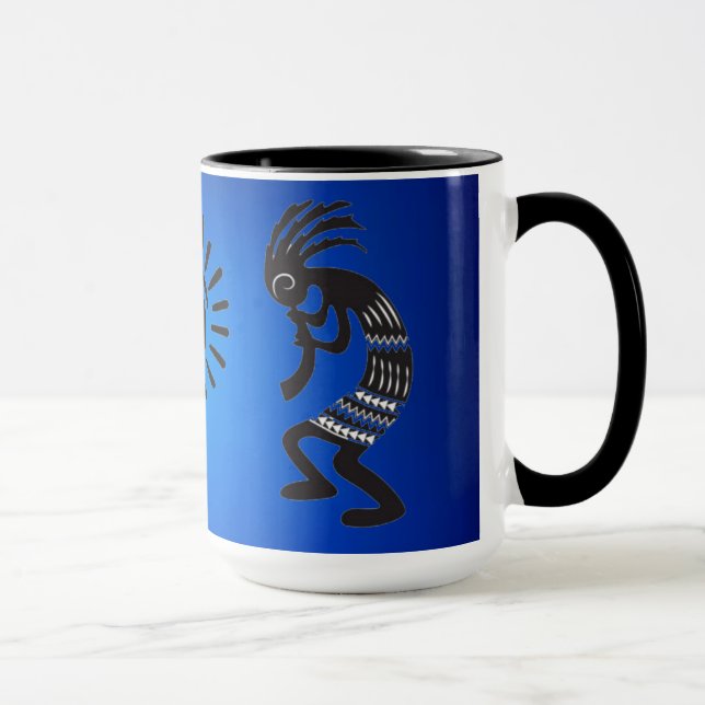 Taza Kokopelli con símbolo nativo americano de sol (Derecha)