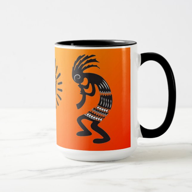 Taza Kokopelli con símbolo nativo americano de sol (Derecha)