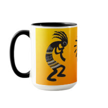 Kokopelli con símbolo nativo americano de sol