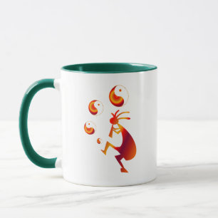 Taza Kokopelli con Yin Yang Rojo