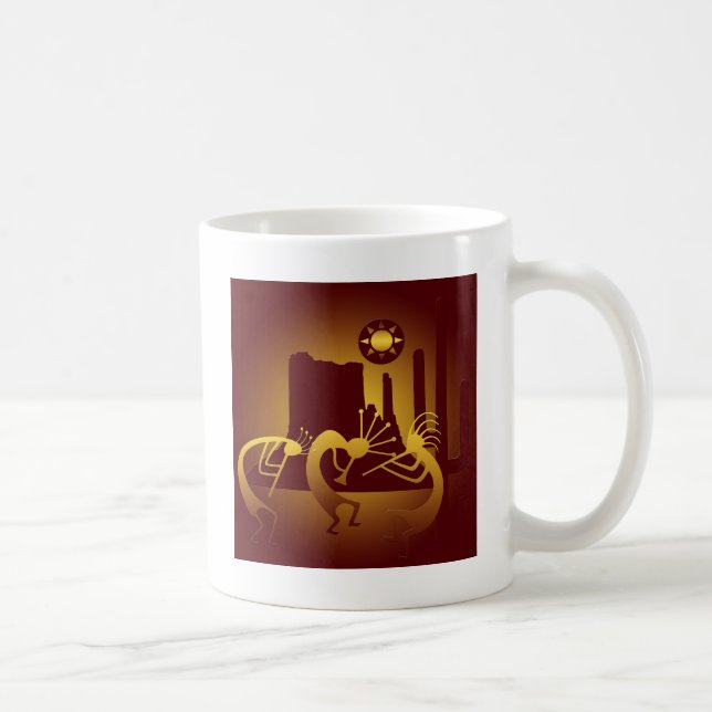 Taza Kokopelli del suroeste en Borgoña y Oro (Derecha)