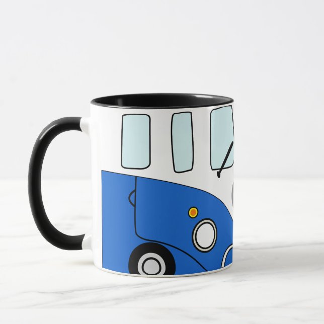 Taza Kombi Azul Vintage – Diseño Retro para Viajer (Izquierda)