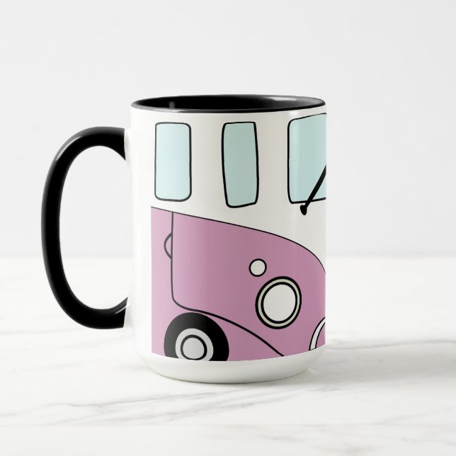 Taza Kombi Rosa Vintage – Furgoneta Retro Estilo B (Izquierda)