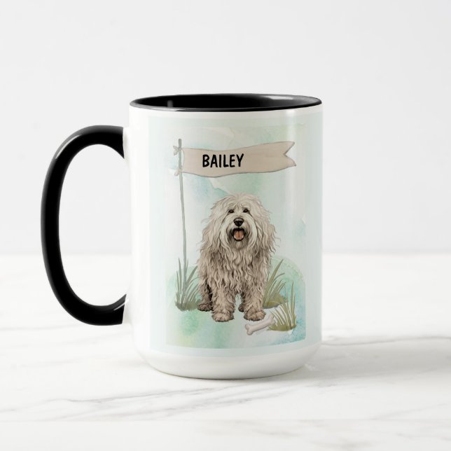 Taza Komondor Watercolor Personalized Dog (Izquierda)