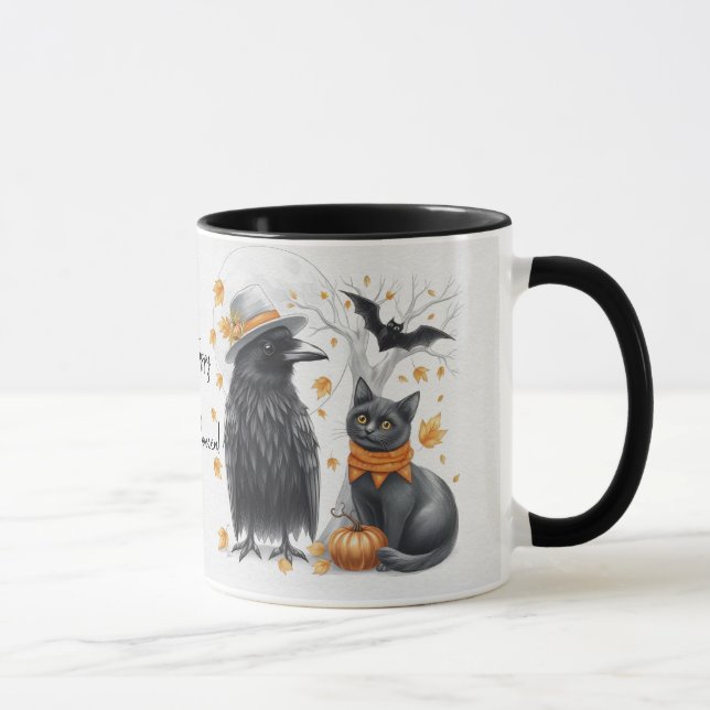 Taza Krähe und Katze „Happy Halloween!“ Crow (Derecha)