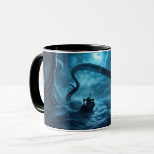 Taza Kraken y los barcos de pesca náuticos