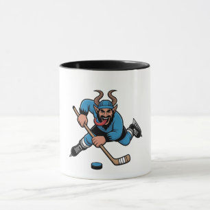 Taza Krampus espeluznante jugando al hockey sobre hielo