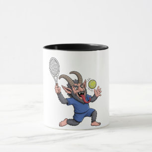 Taza Krampus espeluznante jugando tenis Navidad