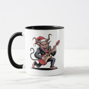 Taza Krampus Malvado Tocando Música Eléctrica de Guitar