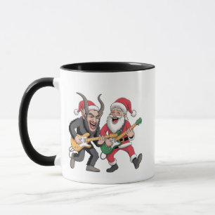 Taza Krampus y Santa tocando guitarra eléctrica en Navi