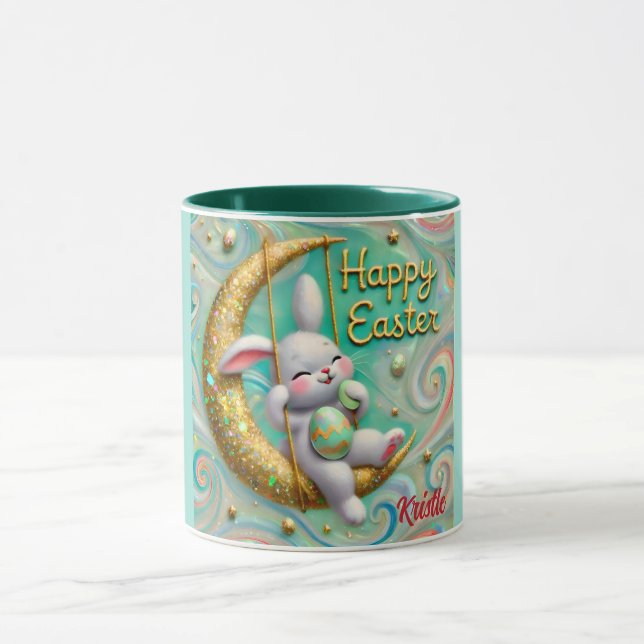 Taza KRISTLE ~ MOON Bunny ~ FELIZ EASTER ~ Mug (Centro)