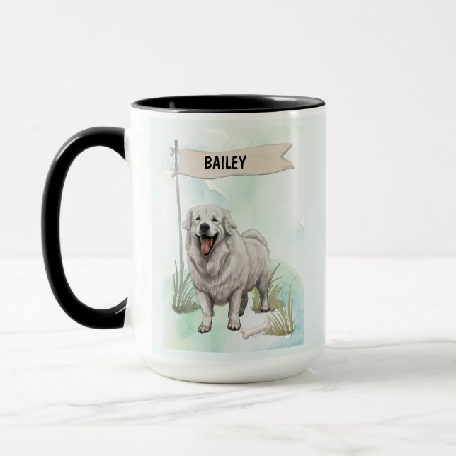 Taza Kuvasz Watercolor Personalized Dog (Izquierda)