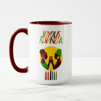 Taza Kwanzaa Café Mug con acentos rojos, 15 oz