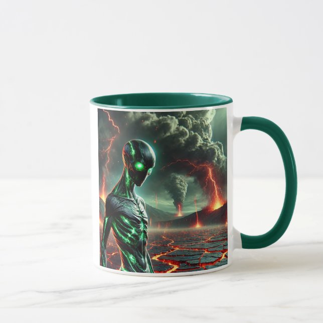 Taza L’extraterrestre  venue des profondeurs ardentes. (Derecha)