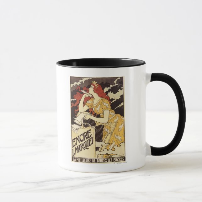 Taza L. Marquet Ink Red Headed Woman & Harp (Derecha)