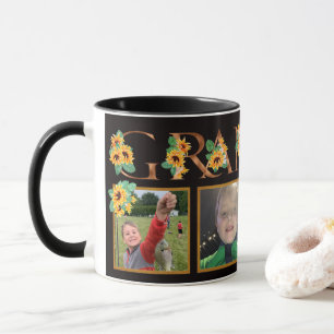 Taza La abuela del girasol dice cuatro fotos cuadradas