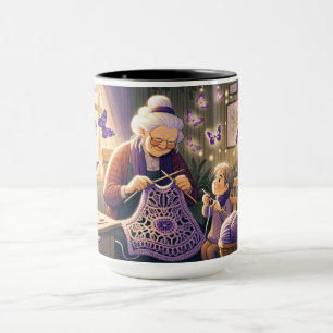 Taza La abuela tejiendo.
