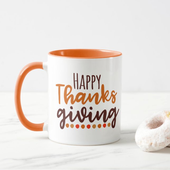 Taza La acción de gracias feliz redacta día de fiesta (Con donut)
