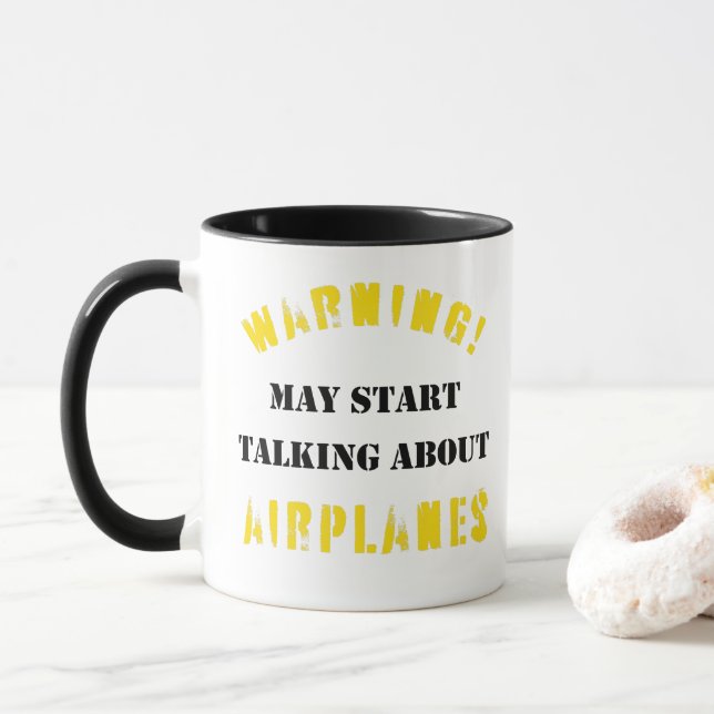 Taza La advertencia puede comenzar a hablar de aviones (Con donut)