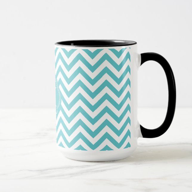 Taza La aguamarina femenina Chevron blanco raya el (Derecha)