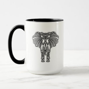 Taza La alheña Mehndi adornó el elefante indio