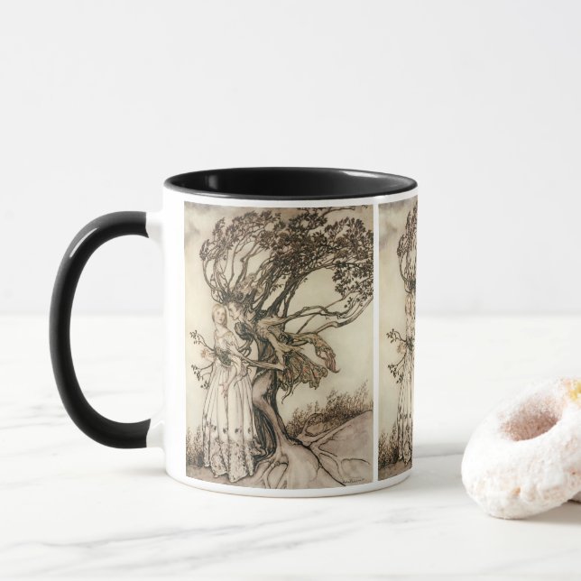 Taza La anciana en la madera por Arthur Rackham (Con donut)