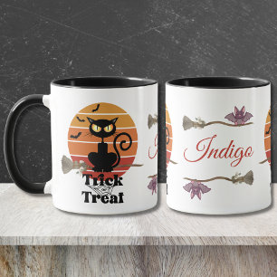 Taza La aventura de Halloween de Truco o Trato del Gato