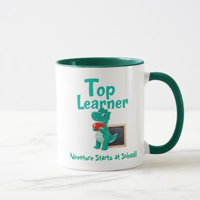 Taza La aventura empieza en el Pegatina escolar de niño (Derecha)