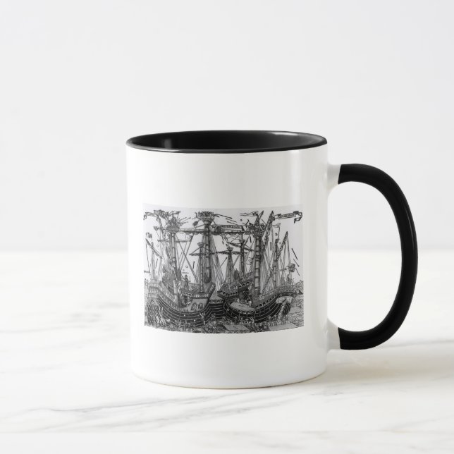 Taza La batalla de Zonchio en 1499 (Derecha)