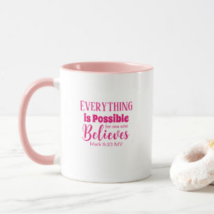 Taza La Biblia Cristiana Verse Cree Rosa